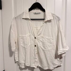 Zara Cream Collared Shirt